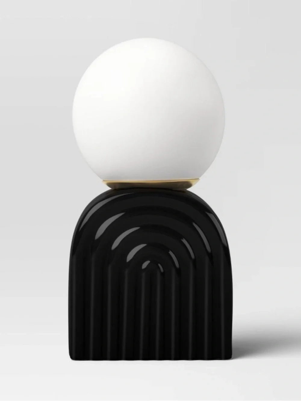 🆕 Mini glass orb shade with glossy black ceramic base LED table lamp